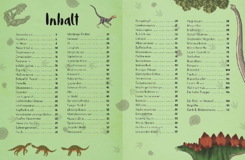 Buchcover und Innenansicht für das Buch: Mein liebstes Buch der Dinosaurier und anderer Lebewesen der Urzeit