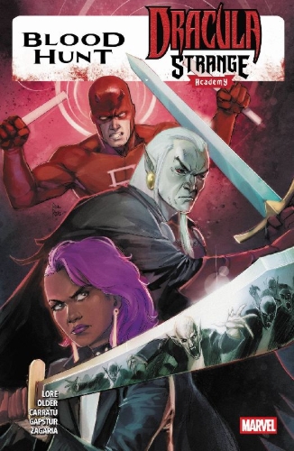 Buchcover und Innenansicht für das Buch: Dracula: Bllod Hunt (2024) #1-#3; Strange Academy: Blood Hunt (2024) #1-#3
