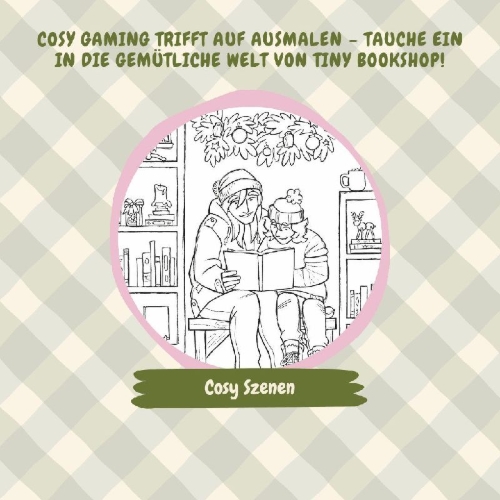 Buchcover und Innenansicht für das Buch: Tiny Bookshop - Das Ausmalbuch