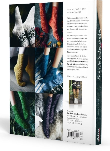 Buchcover und Innenansicht für das Buch: Finnische Socken stricken