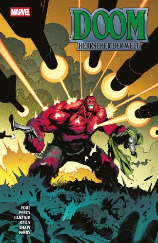 Buchcover und Innenansicht für das Buch: Superior Avengers (2025) #4, Red Hulk (2025) #5, Doctor Strange of Asgard (2025) #5, Thunderbolts: Doomstrike (2025) #5, Doom Academy (2025) #5, Doom's Division (2025) #5