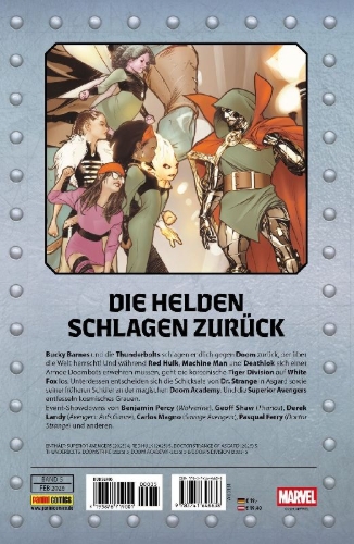Buchcover und Innenansicht für das Buch: Superior Avengers (2025) #4, Red Hulk (2025) #5, Doctor Strange of Asgard (2025) #5, Thunderbolts: Doomstrike (2025) #5, Doom Academy (2025) #5, Doom's Division (2025) #5