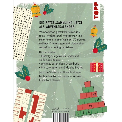 Buchcover und Innenansicht für das Buch: Das Rentner-Rätselbuch - Adventskalender