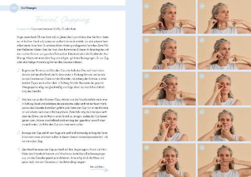 Buchcover und Innenansicht für das Buch: Glow up mit Face Yoga