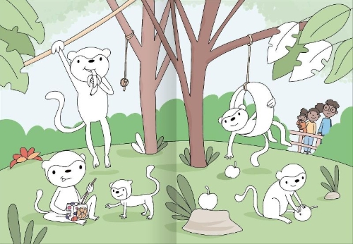 Buchcover und Innenansicht für das Buch: Mein großes buntes Malbuch - Zoo