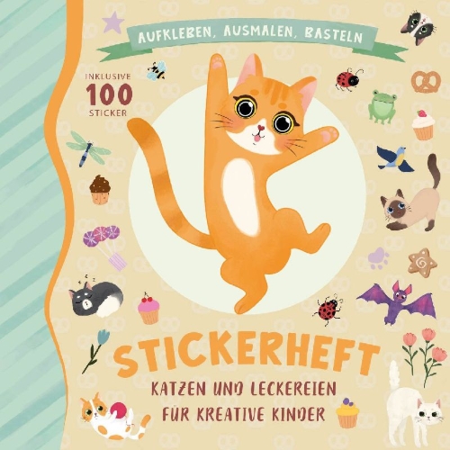 Buchcover und Innenansicht für das Buch: Stickerheft Katze Schlecki