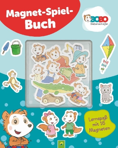 Buchcover und Innenansicht für das Buch: Bobo Siebenschläfer Magnet-Spielbuch für Kinder ab 3 Jahren
