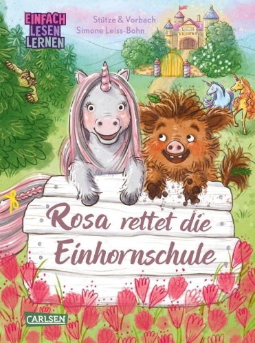 Buchcover und Innenansicht für das Buch: Rosa rettet die Einhornschule