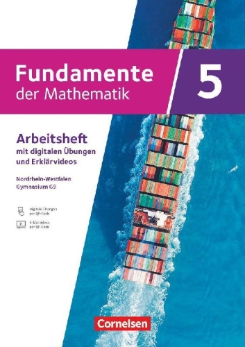 Buchcover und Innenansicht für das Buch: Fundamente der Mathematik 5. Schuljahr - Nordrhein-Westfalen - Arbeitsheft zum Schulbuch mit Erklärfilmen und digitalen Übungen