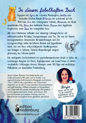 Buchcover und Innenansicht für das Buch: Meerjungfrau Lyra verlernt das Ritzen - Fabelhafte Soforthilfe und nachhaltige Maßnahmen bei selbstverletzendem Verhalten, Essstörungen, Zwängen und anderen Störungen