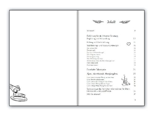Buchcover und Innenansicht für das Buch: Meerjungfrau Lyra verlernt das Ritzen - Fabelhafte Soforthilfe und nachhaltige Maßnahmen bei selbstverletzendem Verhalten, Essstörungen, Zwängen und anderen Störungen