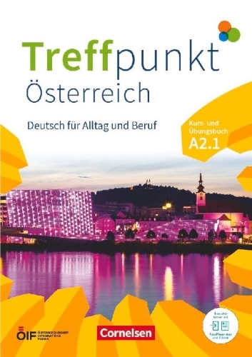 Buchcover und Innenansicht für das Buch: Treffpunkt. Deutsch als Zweitsprache in Alltag & Beruf A2. Teilband 01 - Kurs- und Übungsbuch