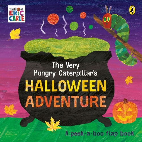 Buchcover und Innenansicht für das Buch: The Very Hungry Caterpillar's Halloween: A Lift-and-Find Book