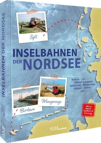 Buchcover und Innenansicht für das Buch: Inselbahnen der Nordsee