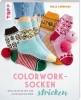 Buchcover und Innenansicht für das Buch: Colorwork-Socken stricken