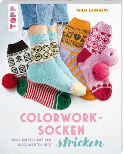 Buchcover und Innenansicht für das Buch: Colorwork-Socken stricken