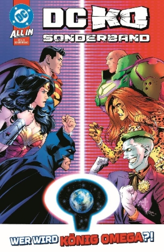Buchcover und Innenansicht für das Buch: DC K.O.; Superman vs. Captain Atom #1; DC K.O.: Wonder Woman Vs. Lobo #1; DC K.O.: Harley Quinn vs. Zatanna #1; DC K.O.: Red Hood vs. Joker #1