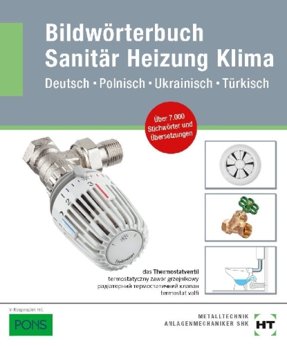 Buchcover und Innenansicht für das Buch: Bildwörterbuch Sanitär, Heizung, Klima