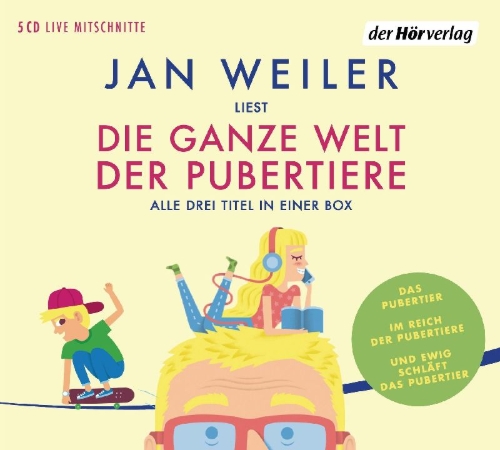 Buchcover und Innenansicht für das Buch: Die ganze Welt der Pubertiere. Drei Titel in einer Box