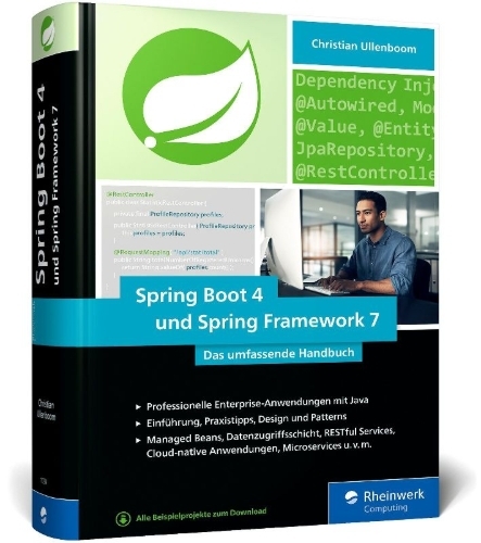 Buchcover und Innenansicht für das Buch: Spring Boot 4 und Spring Framework 7