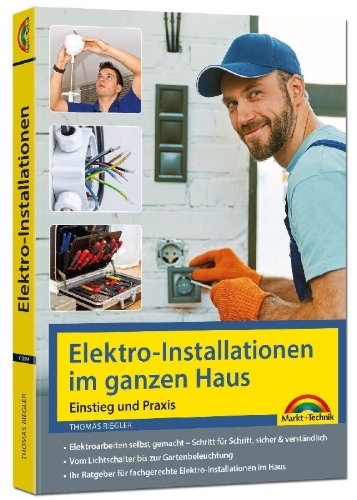 Buchcover und Innenansicht für das Buch: Elektro-Installationen im ganzen Haus - Einstieg und Praxis