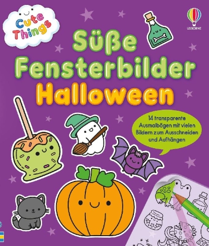 Buchcover und Innenansicht für das Buch: Cute Things - Süße Fensterbilder Halloween
