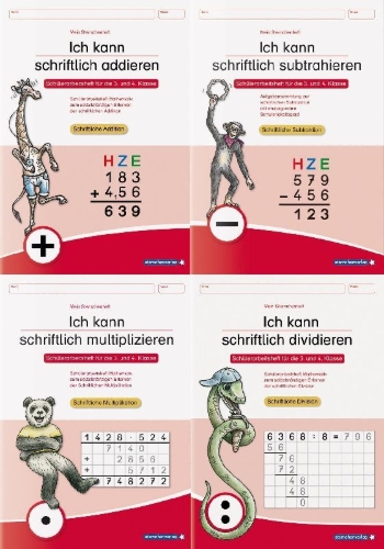 Buchcover und Innenansicht für das Buch: Ich kann schriftlich addieren, subtrahieren, multiplizieren und dividieren im Set