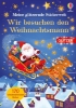 Buchcover und Innenansicht für das Buch: Meine glitzernde Stickerwelt: Wir besuchen den Weihnachtsmann