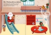 Buchcover und Innenansicht für das Buch: Meine glitzernde Stickerwelt: Wir besuchen den Weihnachtsmann