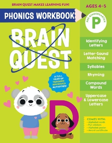 Buchcover und Innenansicht für das Buch: Brain Quest Phonics Workbook: Pre-Kindergarten