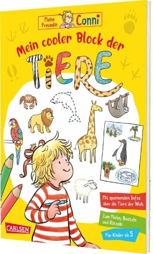 Buchcover und Innenansicht für das Buch: Conni Gelbe Reihe (Beschäftigungsbuch): Mein cooler Block der Tiere