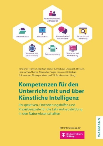Buchcover und Innenansicht für das Buch: Kompetenzen für den Unterricht mit und über Künstliche Intelligenz