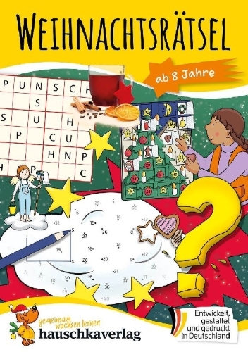 Buchcover und Innenansicht für das Buch: Weihnachtsrätsel - Rätselblock ab 8 Jahre
