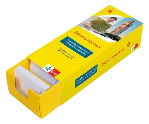 Buchcover und Innenansicht für das Buch: Découvertes 4 (ab 2020) - Vokabel-Lernbox zum Schulbuch 4. Lernjahr