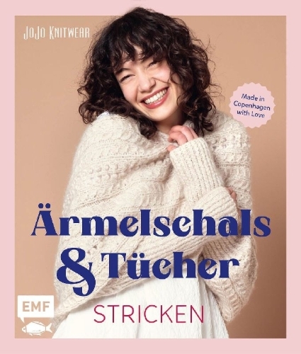 Buchcover und Innenansicht für das Buch: Ärmelschals und Tücher stricken mit JoJoKnitwear