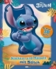 Buchcover und Innenansicht für das Buch: Disney Stitch: Stickern und Rätseln mit Stitch