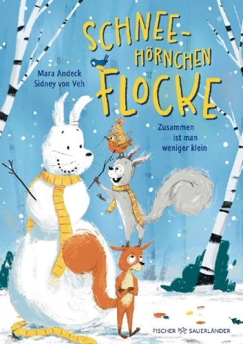 Buchcover und Innenansicht für das Buch: Schneehörnchen Flocke - Zusammen ist man weniger klein