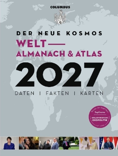 Buchcover und Innenansicht für das Buch: Der neue Kosmos Welt-Almanach & Atlas 2027