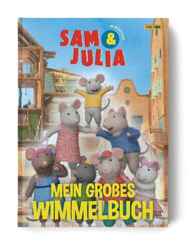 Buchcover und Innenansicht für das Buch: Sam & Julia: Mein großes Wimmelbuch