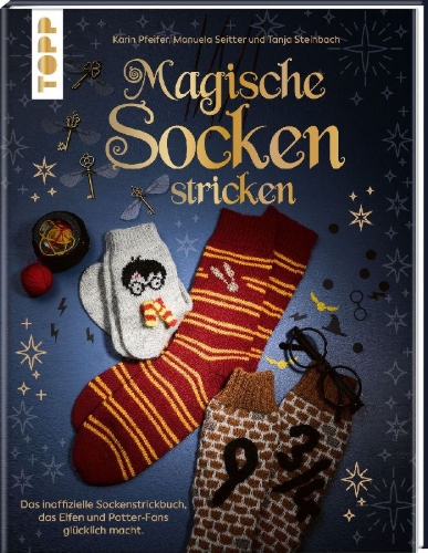 Buchcover und Innenansicht für das Buch: Magische Socken stricken