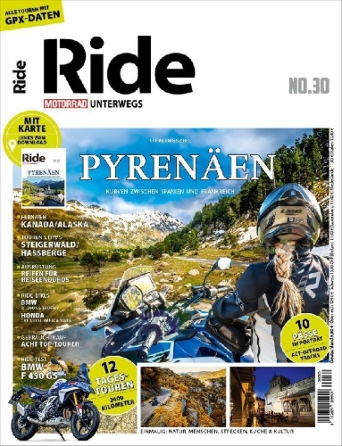 Buchcover und Innenansicht für das Buch: RIDE No. 30 Pyrenäen