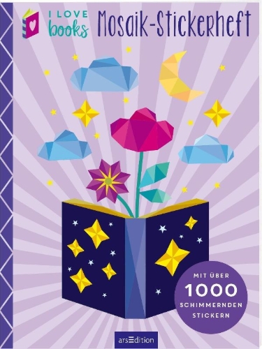 Buchcover und Innenansicht für das Buch: I Love Books - Mosaik-Stickerheft