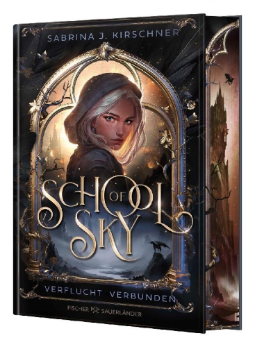 Buchcover und Innenansicht für das Buch: School of Sky. Verflucht Verbunden