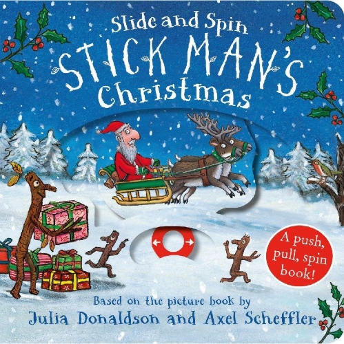 Buchcover und Innenansicht für das Buch: Stick Man's Christmas - Slide and Spin