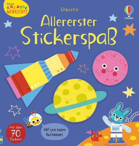 Buchcover und Innenansicht für das Buch: Kleine Kreativ-Werkstatt: Allererster Stickerspaß