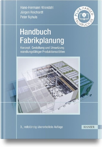 Buchcover und Innenansicht für das Buch: Handbuch Fabrikplanung