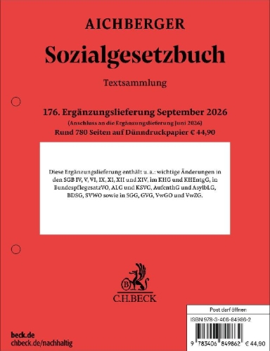 Buchcover und Innenansicht für das Buch: Sozialgesetzbuch  176. Ergänzungslieferung